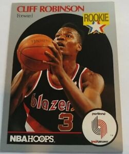 1990 NBA Hoops Cliff Robinson Rookie Card Trail Blazers #250