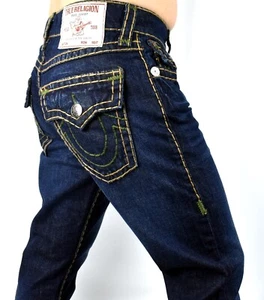 True Religion Ricky Giza Dark Wash Relaxed Straight Super T Jeans - 107446 28x34 - Picture 1 of 8