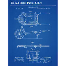 Jacobs Wheelbarrows 1876 Patent Plan Canvas Wall Art Print Poster