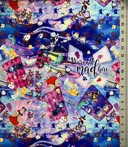 Alice in Wonderland Custom Fabric Fat Quarter 18”x28” Cotton Spandex Mad Here - Picture 1 of 1