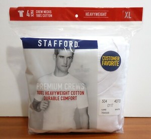 stafford performance blended cotton heavyweight crew pocket comfort tee with wicking