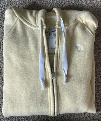 Sudadera con Capucha Vintage Abercrombie and Fitch Amarillo Pálido Mujer Talla Pequeña Foto 1 de 4