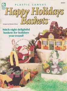 OOP!!! PLASTIC CANVAS HAPPY HOLIDAY BASKETS 8 CUTE DESIGNS - Picture 1 of 2