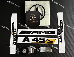 A45S Gloss Black Full Badges Emblems Package For Mercedes A45S W177 Exclusive - Picture 1 of 6