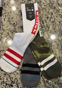 Stance THE OG 3-Pack Men’s Crew Socks L 9-13 White Camo Gray - Picture 1 of 4