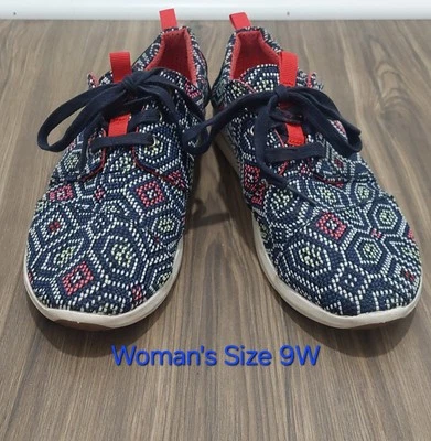 Toms Del Rey Womens Size 9W Navy Blue, White Pink Athletic Casual Shoes Sneakers - Image 1 of 4