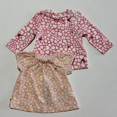 Tommy Hilfiger Girl Baby Toddler Top Bundle Set Size 56 Pink Floral Print Cute - Image 1 of 4