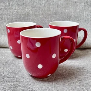 Set of 3 Spode Baking Days Mugs Red with White Dots GUC - Picture 1 of 6