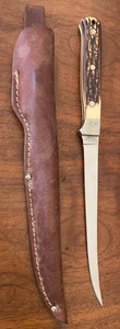 DE COLECCIÓN~SCHRADE~TÍO HENRY~FILLETE KIFE Y FUNDA DE CUERO MARRÓN~167~HECHO EN EE. UU. - Imagen 1 de 9
