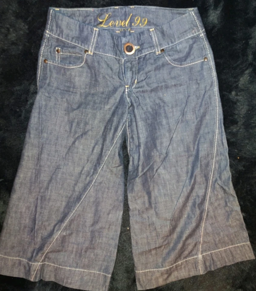 Pantalones de mezclilla para mujer Level 99 talla 25 azul pierna ancha acampanados estilo Y2K hechos en México Foto 1 de 4