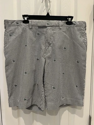 Pantalones Cortos Polo Ralph Lauren Seersucker Para Hombres 38 Gris A Rayas Bandera China AOP De Colección Foto 1 de 4