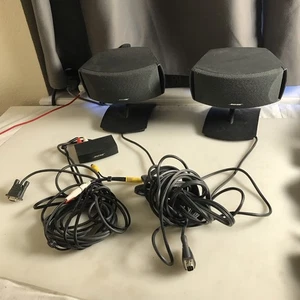 Pair (2) Bose Cube Speakers Black w/Stands 425616 RARE Rev 2 AND Interface Cable - Picture 1 of 6