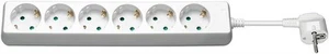 3 x multiprise 6 prises, 5 m, blanc; 6 x prise de contact de protection; longueur de câble; 5 m - Photo 1/3