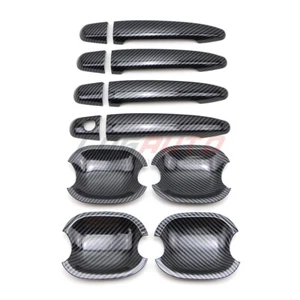 Door Handle + Bowl Cover For Toyota Camry 07-11 Carbon Fiber Style Without Smart - Foto 1 di 7