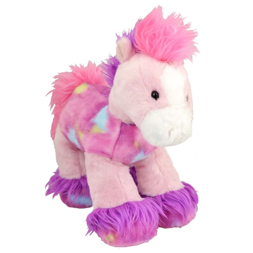 KORIMCO BRIGHT FANCIES PUNK ROCK PINK HORSE SOFT ANIMAL PLUSH TOY 28cm