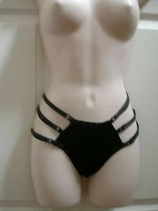 Women's Medium BLACK Sexy Panties Bondage Themed Elastic Hip Bands Unique - Picture 1 of 6