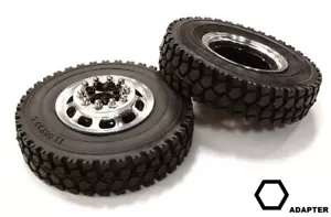 Machined Alloy T5 Front Wheel & XD Tire Set for Hex Type 1/14 Scale Trucks - Picture 1 of 1