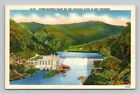 Carte postale en lin centrale hydroélectrique Watauga River E Tennessee TN