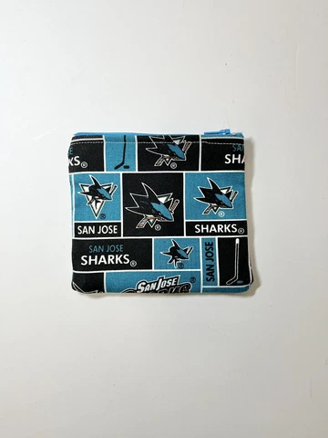 San Jose Sharks Coin Pouch Wallet Small Purse Bag Zipper Top Cover
