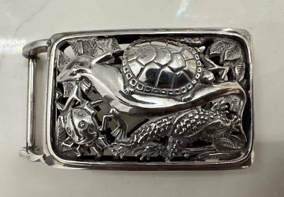 Rare! Sterling Silver 925. Kieselstein-Cord LARGE Sterling Rain Forest Buckle - Image 1 of 4