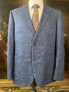 1 Like No Other 40R Blue Cotton & Linen Corded Patch Pocket 2Btn Blazer Jacket - Picture 1 of 10