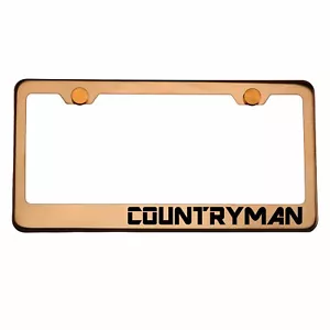 Rose Gold License Plate Frame COUNTRYMAN Laser Engraved Aluminum Screw Cap - Picture 1 of 8