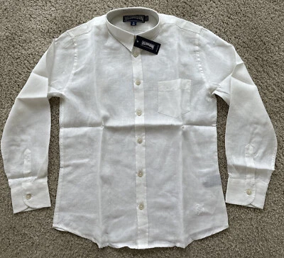 Camisa Vilebrequin Auténtica Manga Larga Nueva con Etiquetas -100% Lino - NIÑOS - 8 Años - BLANCA Foto 1 de 4