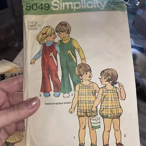 Vintage 1972 Simplicity Children’s Sewing Pattern 5049 Size 1/2 Cut & Complete - Picture 1 of 2