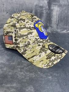 Los Angeles Rams Hat Cap Fitted Salute to Service Camo NFL 39Thirty Flex Fit NEW - Picture 1 of 9