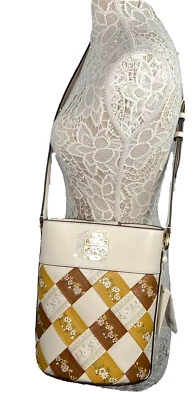 Bolsa de ombro Tory Burch Britten tecido balde em fita de videira francesa multi couro - Imagem 1 de 4
