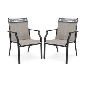 2 Pcs All Weather Breathable Fabric Outdoor Patio Garden Chair Set & Metal Frame - Picture 1 of 9