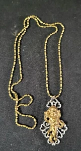 Vintage EJC 96 Sterling Silver Large Cherub Angel Pendant Necklace Chain - Picture 1 of 8