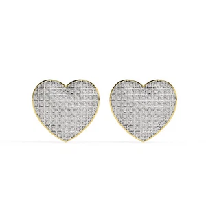 .20 CTW Diamond Heart Cluster Stud Earrings in 10K Yellow Gold - Picture 1 of 3