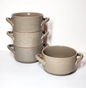 Temp-tations Woodland Stack A Bowl Cereal Soup Handles 4 pc Stacking Taupe EUC - Picture 1 of 12