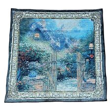 Thomas Kinkade Wall Hanging Tapestry  Floral Garden Cobblestone entrance Cottage