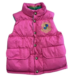 Polo Ralph Lauren Puffer Vest M 8-10 Reversible Youth Goose Down Pink Green - Picture 1 of 17