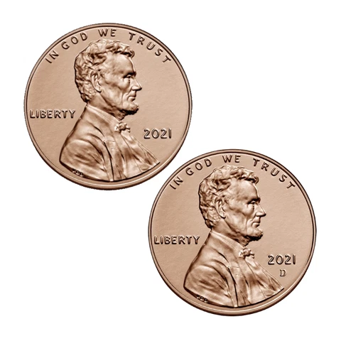 2021-P&D Lincoln Shield Cent - Two Penny Set - BRILLIANT UNCIRCULATED - SHARP!! Cover