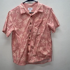 Sonoma Goods For Life Pink/Peach Short Sleeve Palm Tree Print Shirt Sz L husky - Picture 1 of 7