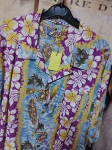 2XL 51 INCH EASY SHIRT HIBISCUS FLORAL TIKI HAWAIIAN TROPICAL 50S HOLIDAY STAG - Picture 1 of 3