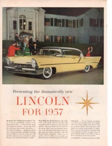 Anuncio publicitario impreso vintage coche 1957 Lincoln presentando el dramáticamente nuevo - Imagen 1 de 1