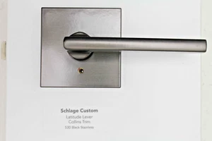Schlage Custom Combined Interior Latitude Lever Collins Black FC21LAT530COL #8pv - Picture 1 of 4