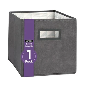 Superio Fabric Organizing Bin, 11" Grey Fabric Cube 1-Pack - Picture 1 of 19