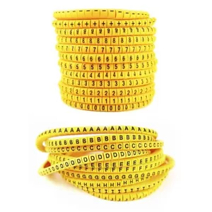 500/600pcs EC-0 EC-1 EC-2 EC-3 Numbers 0-9 or Letters A-L Yellow Cable Tags Mark - Foto 1 di 8