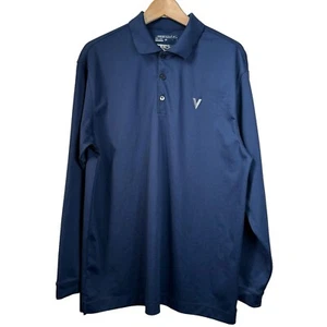 Nike Golf Vikingfjord Vodka Long Sleeve Polo Shirt Size Large Navy Blue Dri-Fit - Picture 1 of 7