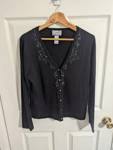 April Cornell Damen Pullover Größe S Schwarz Strickjacke Perlen - Bild 1 von 3