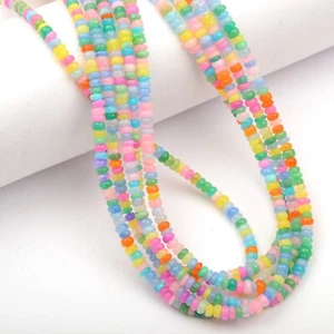 Multi Color Ethiopian Opal Gemstone Beads 3 MM 16 Inch Strand Smooth Rondelle - Picture 1 of 7