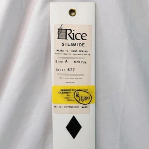 Rice’s Silamide Waxed Hand Sewing Thread Black 577 Size A 675 Yds Vintage - Picture 1 of 4