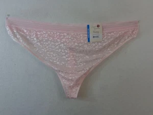 Secret Treasures Thong Panties Women's 3X (22) Pink Nylon Lace Stretch New Tags - Picture 1 of 10