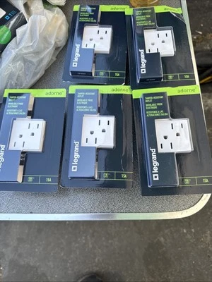 New Set Of 5 Legrand Adorne 15A Tamper Resistant Outlet ARTR152W4 - Image 1 of 4