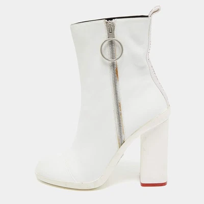 Botas hasta el tobillo de cuero blanco roto talla 39 Foto 1 de 4